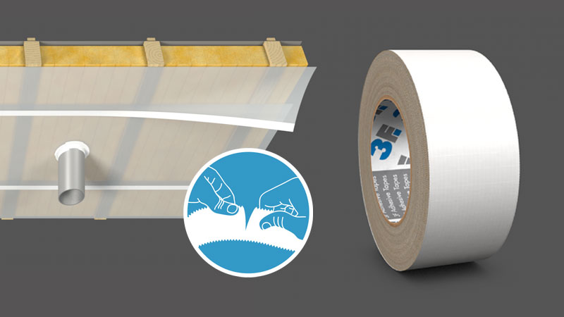 Film sealing tape, tearable by hand for faster processing